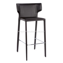 Italian minimalist saddle leather armrest bar stool